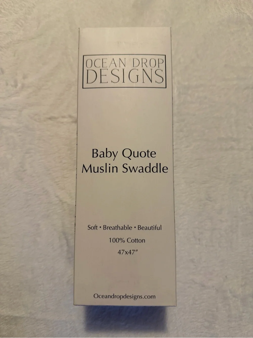 100% Cotton Muslin White Baby Quote Swaddle Blanket 47”x47”